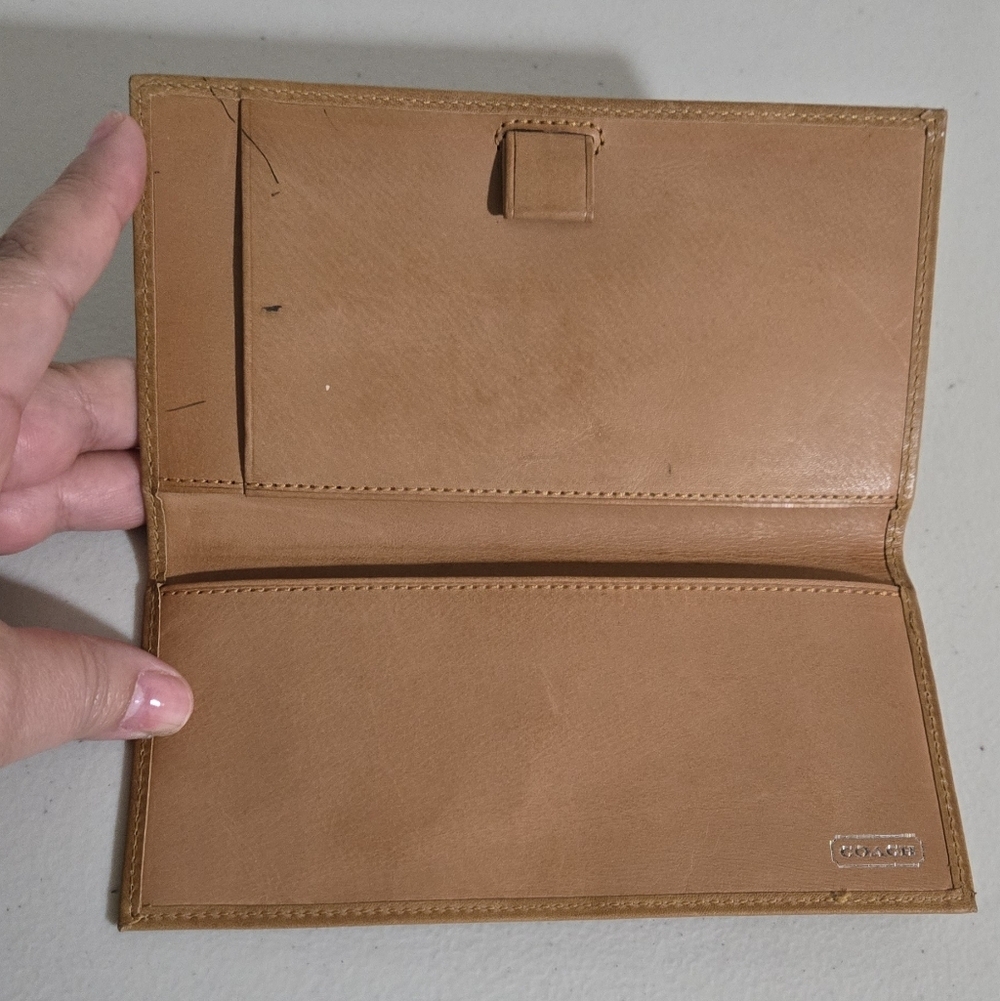 Vintage Coach Light Brown Leather Checkbook Holder